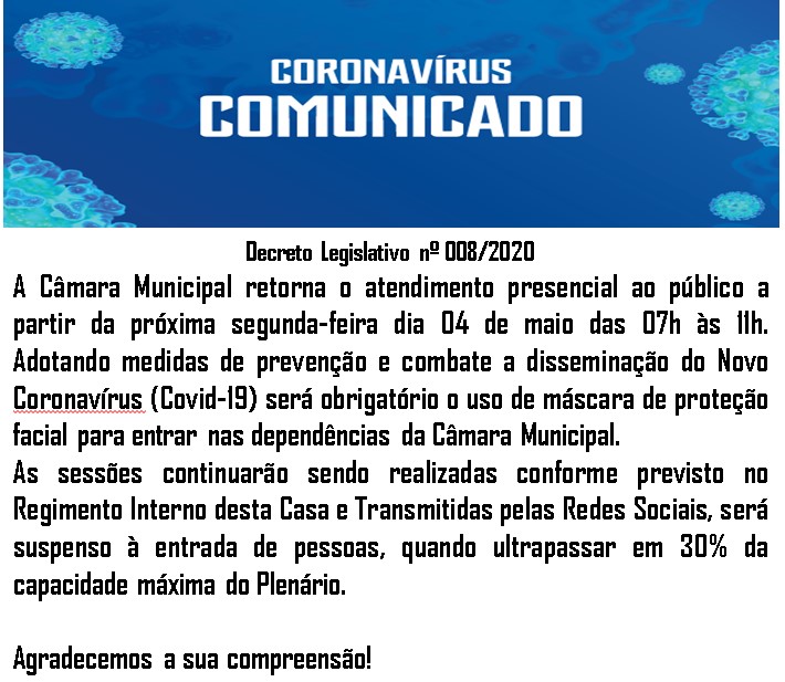 Atualiza os critérios para aplicação de medidas de prevenção dos riscos de disseminação do coronavírus na Câmara Municipal