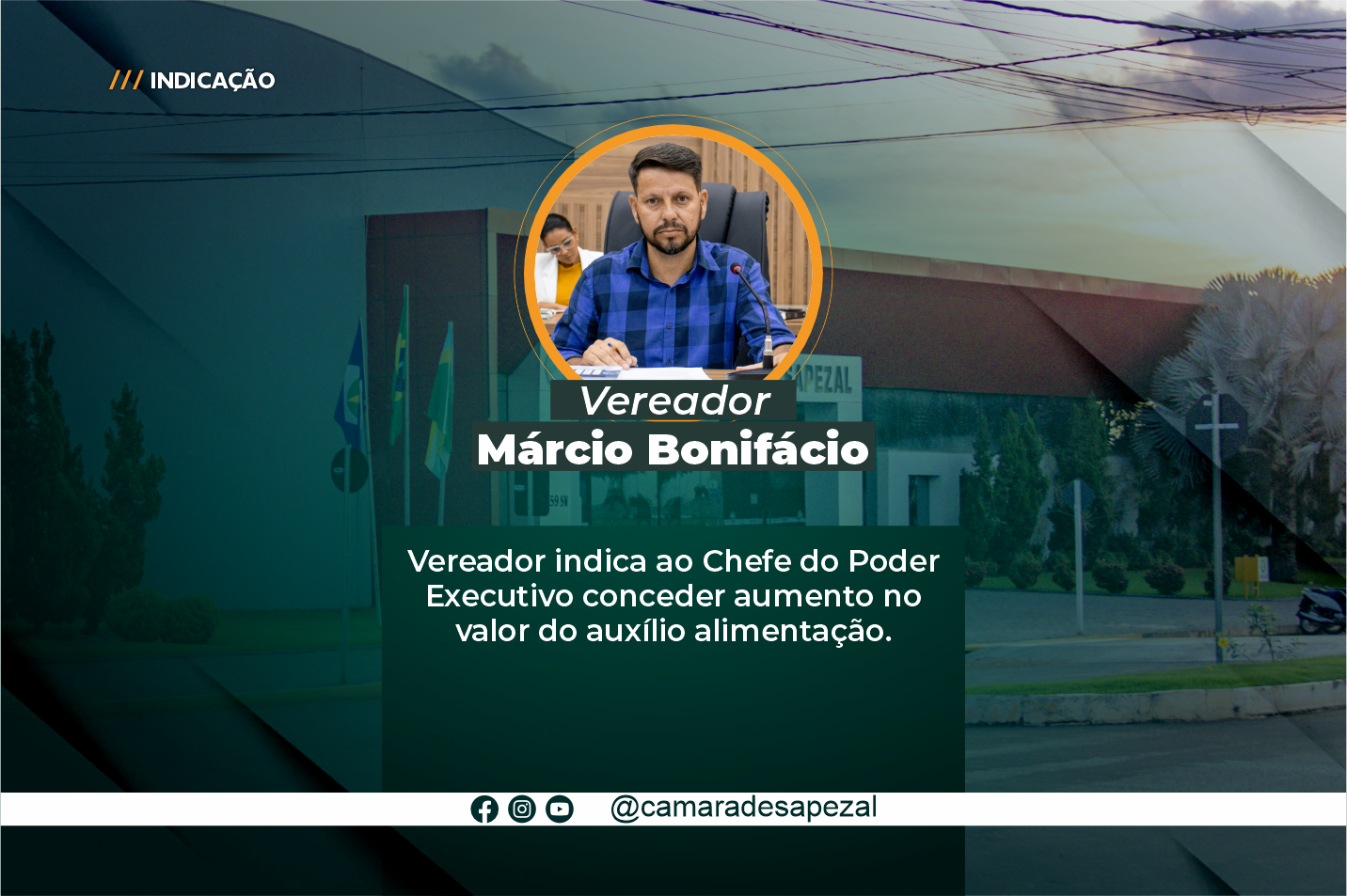 Auxilio Alimentação: vereador Márcio Bonifácio indica aumento no valor do auxílio