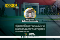 Vereador solicita o acatamento da emenda constitucional 120/2022 na valorização dos Agentes de Saúde e de Agentes de Combate a Emdemias