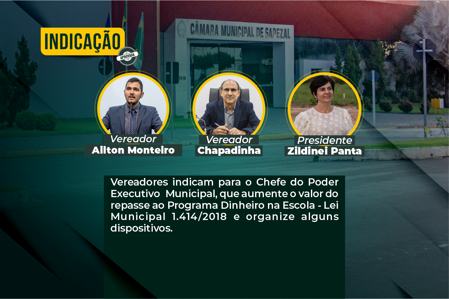 Vereadores sugerem aumento no repasse ao programa “Dinheiro Direto na Escola”